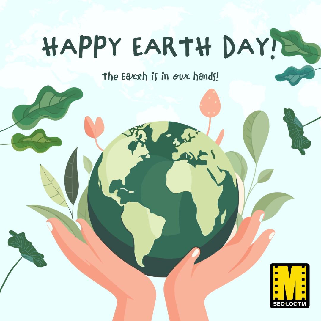 a picture of a green planet in a pair of hands surrounded by leaves to celebrate earth day